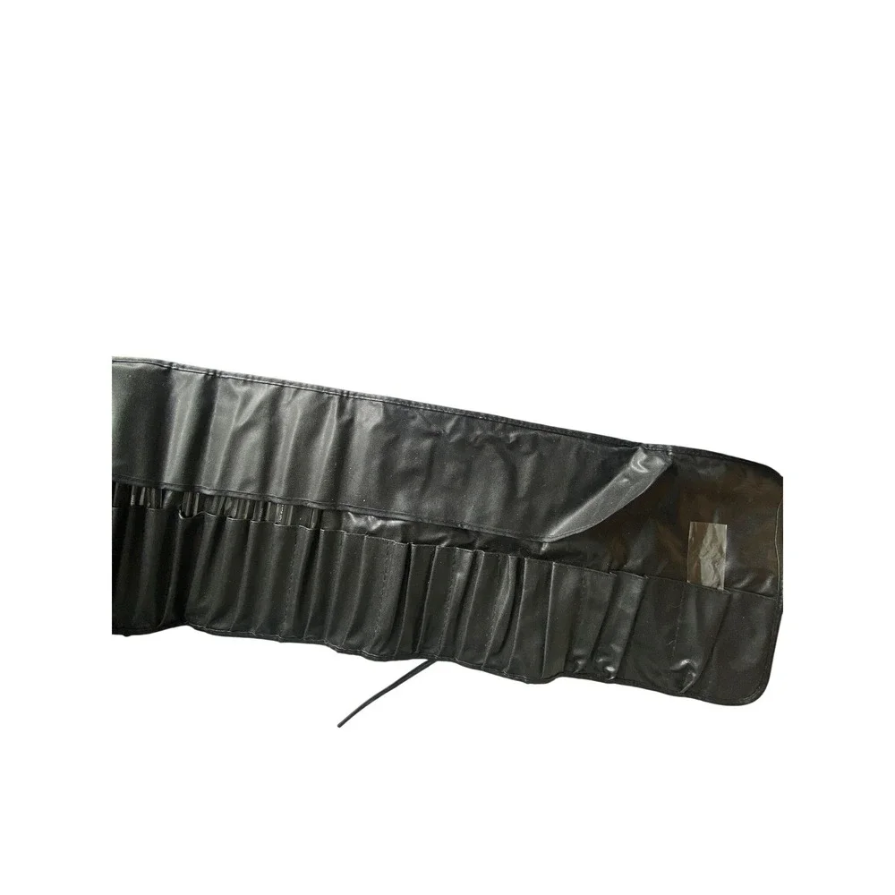 Black Faux Leather Makeup Brush Holder Roll‎ Organizer Bag Pouch